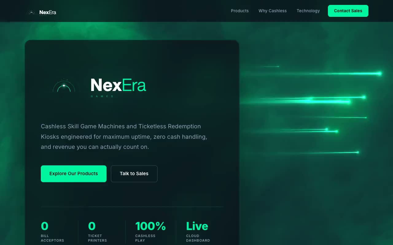 NexEra Games — Marketing site for a skill-game operator.